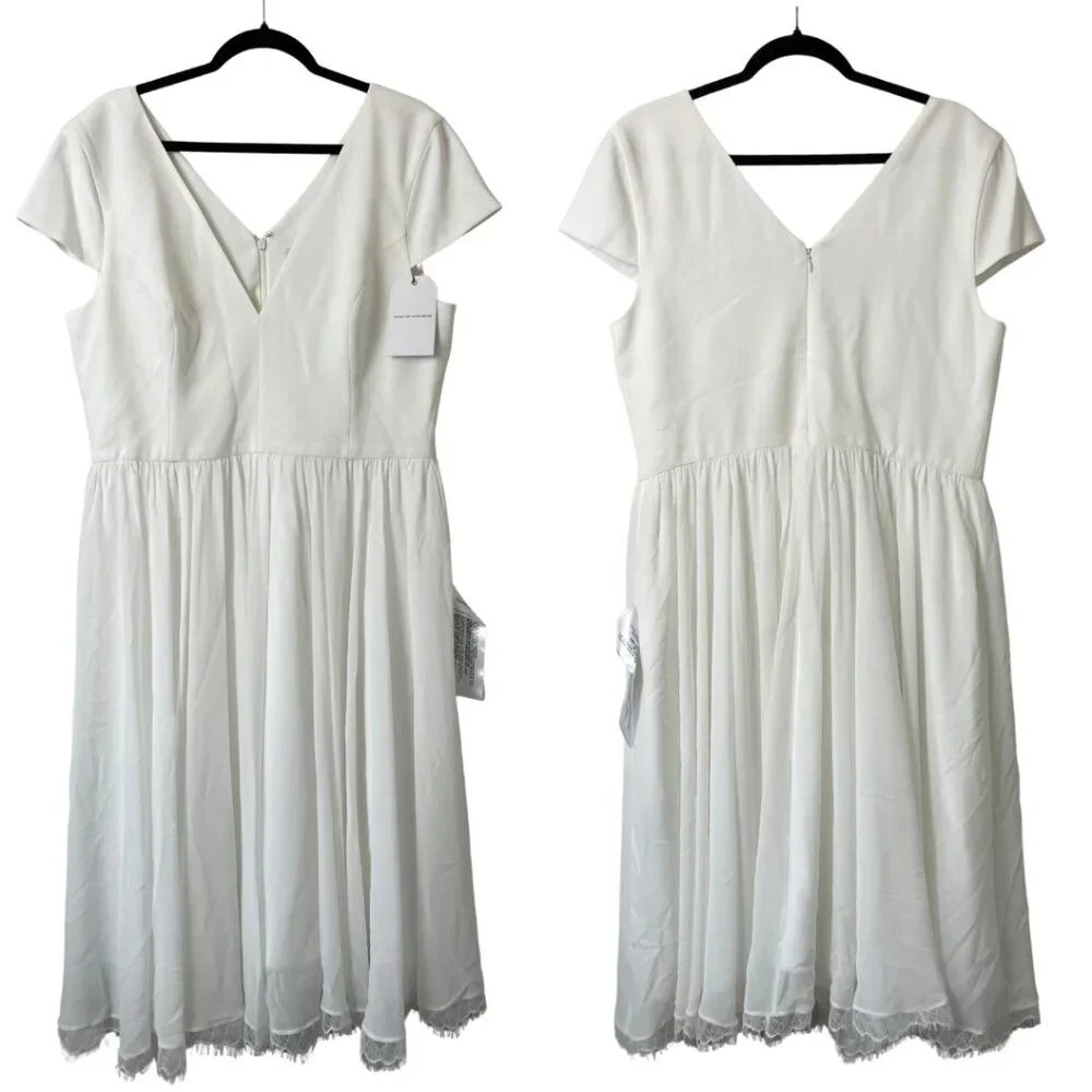 NWT Dress The Population Corey Midi Dress Size 16 XXL White Fit Flare Cocktail